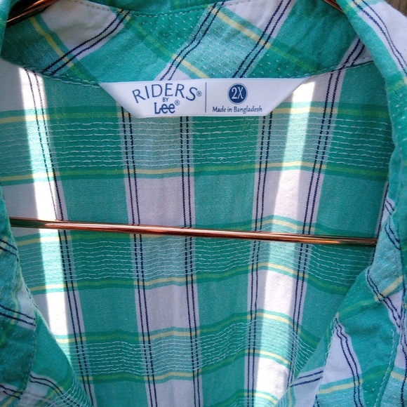 Riders By Lee Short Sleeve Plaid Button Down Shirt Top - Picture 4 of 12